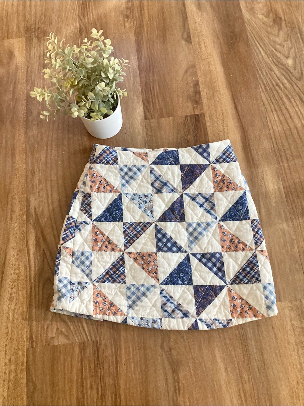 Copper Key Quilted Patchwork Mini Skirt 100% Cotton - Picture 2 of 7
